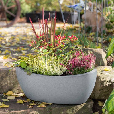 Scheurich Jardiniere 'Wave Globe', Stony Grey, ca. 58 x 24 x H 23 cm