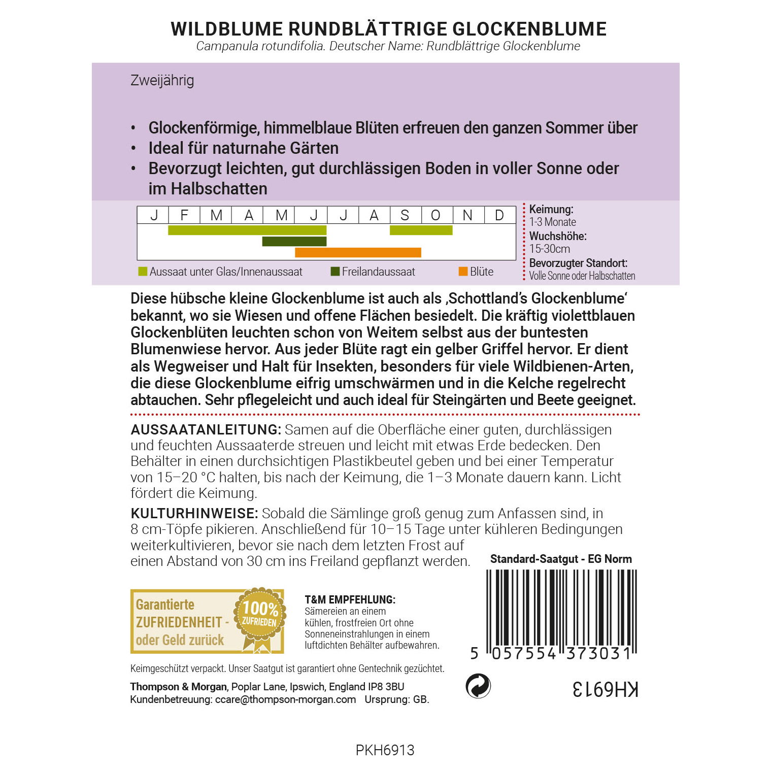 Thompson & Morgan Wildblume rundblättrige Glockenblume, blau Thompson & Morgan Wildblume rundblättrige Glockenblume, blau