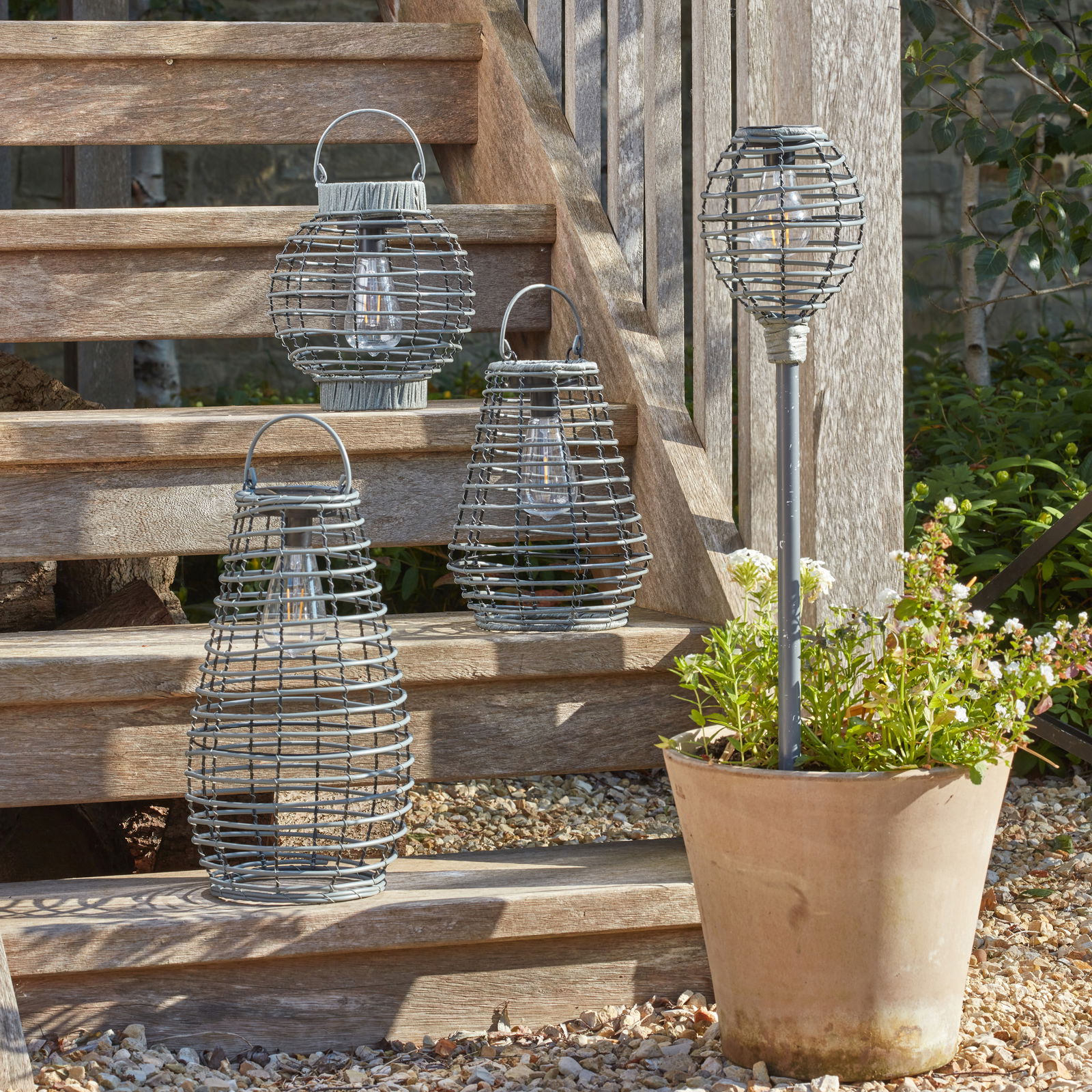 Solarlaterne 'Terra', grau, ca. Ø23 cm