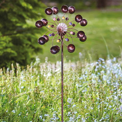 Solarwindrad Venti, integrierte Solar Glaskugeln, Höhe 130 cm