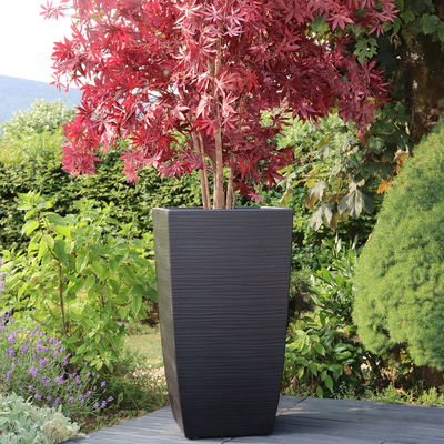 Eda Pflanzgefäß 'Diva Stone', schwarz, ca. 43,5 x 43,5 x H 78,2 cm