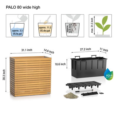 Lechuza Pflanzgefäß 'Palo Natural Wood 80', ca. 78,5 x 78,5 x H 77 cm