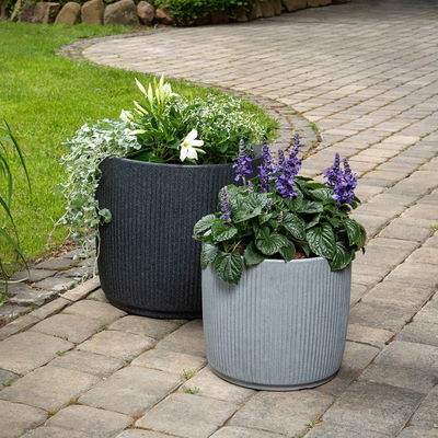 Scheurich Pflanzgefäß 'Linetto', grau, ca. Ø 29 x H 26 cm
