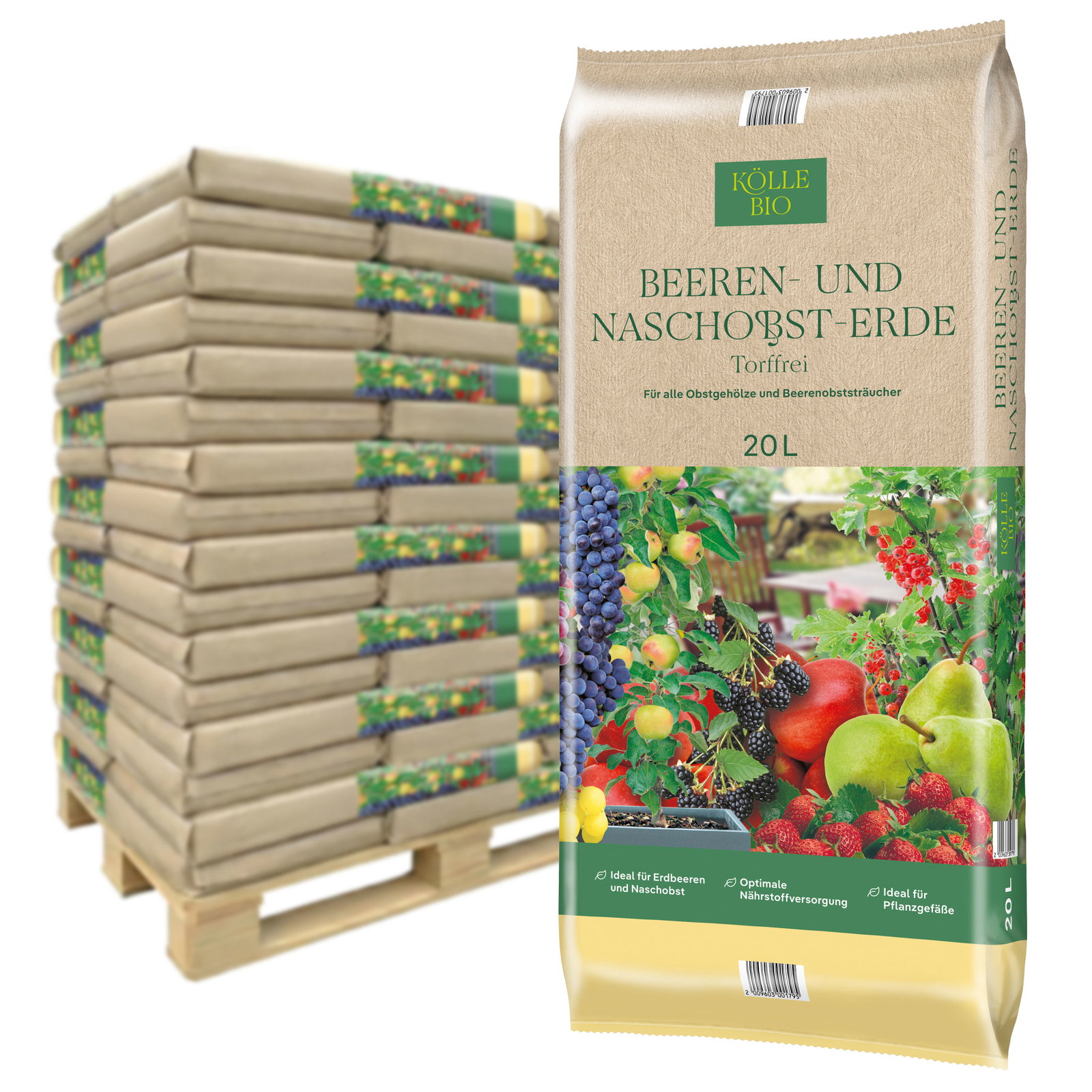 Kölle Bio Beeren- & Naschobst-Erde, torffrei, 39 Sack á 20 l, 780 Liter