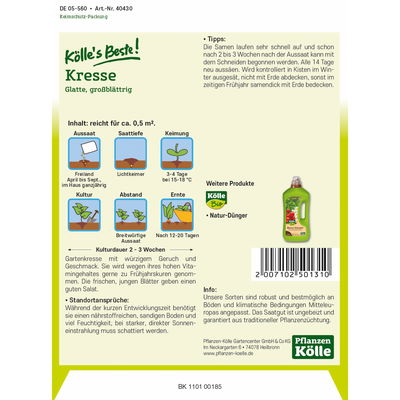 Kölles Beste Kräutersamen Glatte Gartenkresse großblättrig Kölles Beste Kräutersamen Glatte Gartenkresse großblättrig