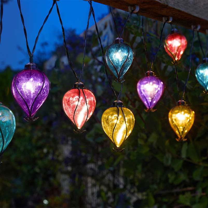 Solarlichterkette 'Regenbogen-Ballons', 10 LED's, Länge 4,7 m