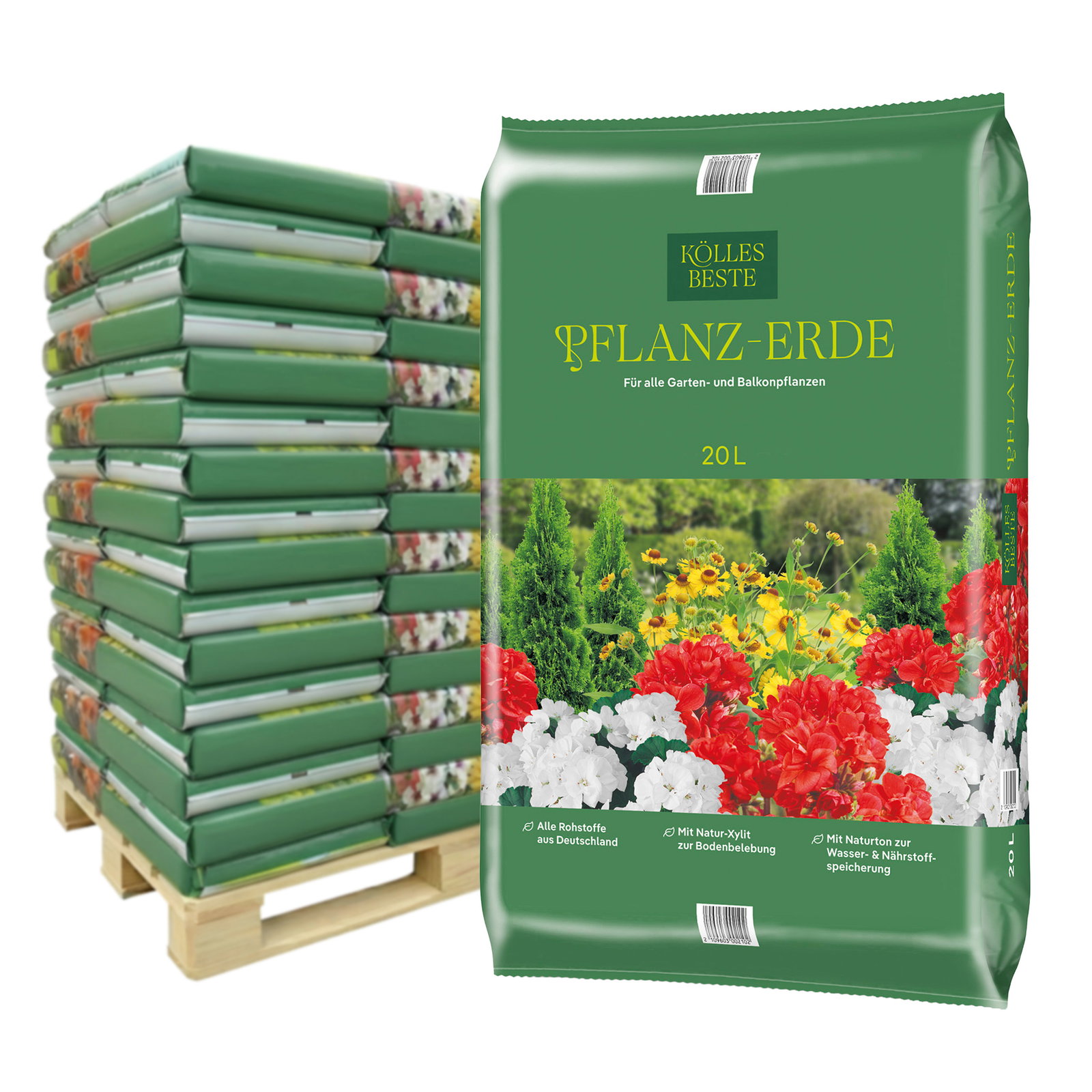 Kölles Beste Pflanzerde, torfreduziert, 45 Sack à 20 l, gesamt 900 Liter Kölles Beste Pflanzerde, torfreduziert, 45 Sack à 20 l, gesamt 900 Liter