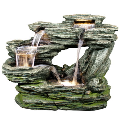 Brunnen mit Pumpe und Licht, grau, ca. 103 x 58 x 80 cm