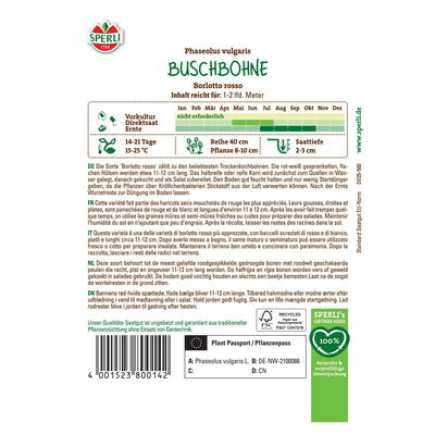 Saatgut Buschbohne 'Borlotto rosso'