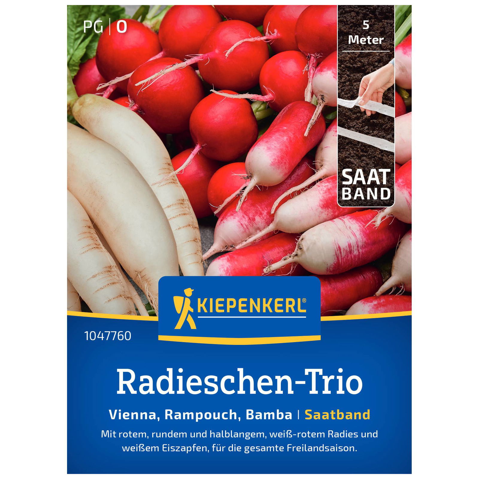 Kiepenkerl Saatband-Trio Radieschen 'Vienna', 'Bamba' & 'Rampouch'