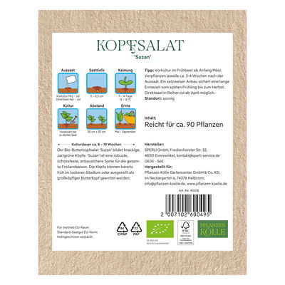 Kölle Bio Gemüsesamen, Kopfsalat 'Suzan'