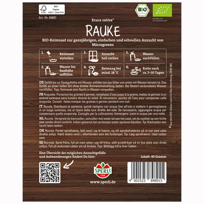 Bio-Saatgut, Bio-Microgreen-Saat 'Rauke', grün Bio-Saatgut, Bio-Microgreen-Saat 'Rauke', grün