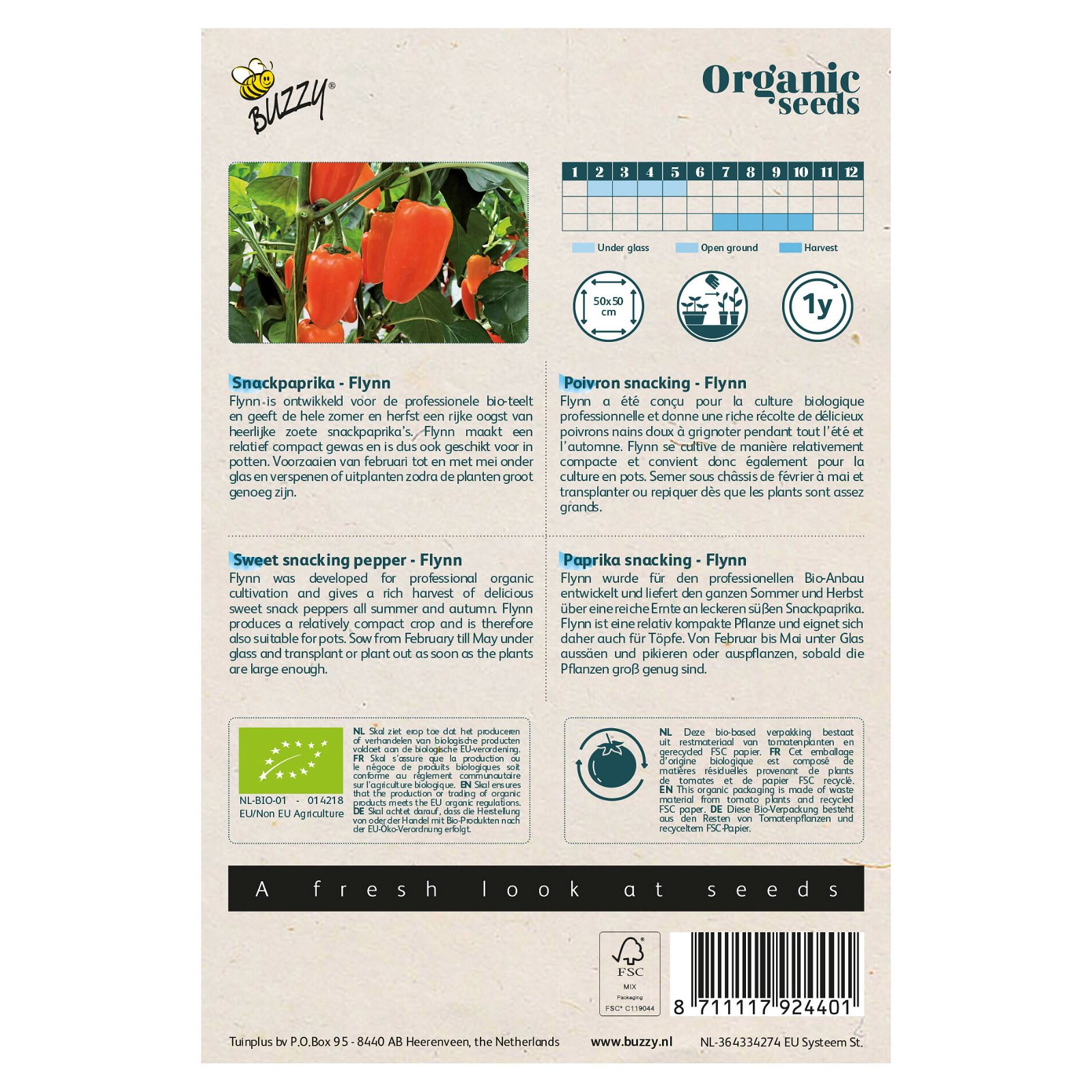 Gemüsesamen, Snack-Paprika 'Flynn Orange', orange