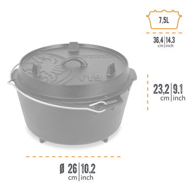 Petromax Feuertopf ft9 mit Füßen, schwarz, ca. 21 x 25 x H16 cm Petromax Feuertopf ft9 mit Füßen, schwarz, ca. 21 x 25 x H16 cm