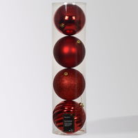 Christbaumkugeln, weihnachtsrot, Kunststoff, ca. Ø 14 cm, 4er-Set Christbaumkugeln, weihnachtsrot, Kunststoff, ca. Ø 14 cm, 4er-Set