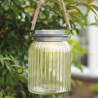 LED-Solar-Glasgefäß, 7,5 x 9 cm, warmweiß