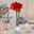 Amaryllis in Wachs, Dekor 'Basic White', Blüte rot