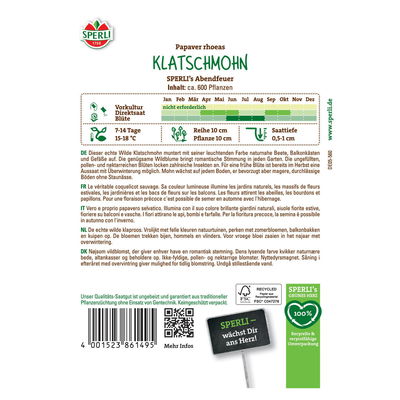 Saatgut Klatschmohn 'Sperli’s Abendfeuer' Saatgut Klatschmohn 'Sperli’s Abendfeuer'