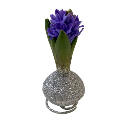 Hyazinthe in Wachs Glitter Metallic silber, 4 Stück