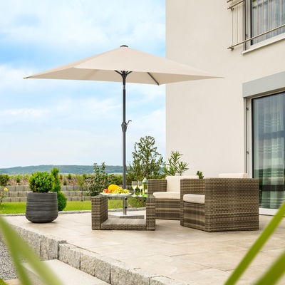 Mittelstockschirm 'Bilbao', ca. 210 x 130 cm, natur Mittelstockschirm 'Bilbao', ca. 210 x 130 cm, natur