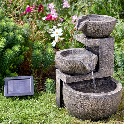 Solar-Kaskadenbrunnen 'Genoa' inkl. Solarpanel, grau, ca. 49 x 31 x 30 cm Solar-Kaskadenbrunnen 'Genoa' inkl. Solarpanel, grau, ca. 49 x 31 x 30 cm