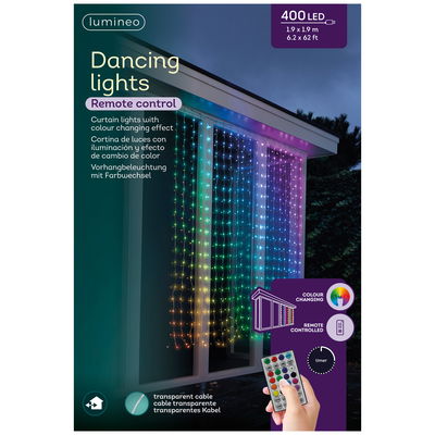 Lumineo LED Lichtervorhang, bunt, 400 LEDs, Länge ca. 1,90 m