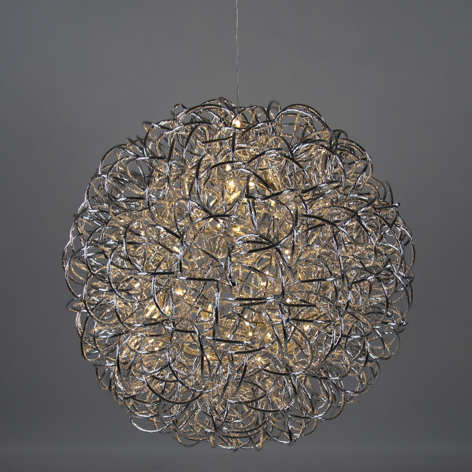 LED Drahtkugel, silber, 60 LEDs, ca. Ø 40cm