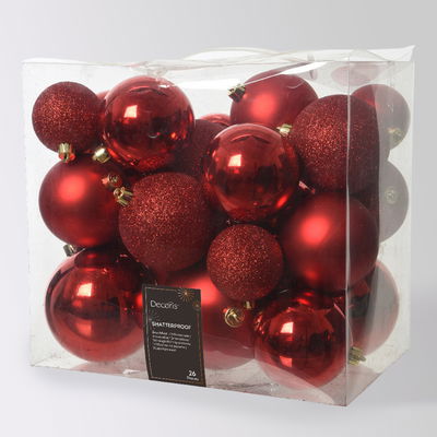 Kugelmix, 26er-Set, weihnachtsrot, ca. Ø 6, 8 & 10 cm Kugelmix, 26er-Set, weihnachtsrot, ca. Ø 6, 8 & 10 cm