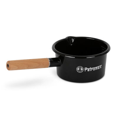 Stieltopf, schwarz, Edelstahl/Holz, ca. 1 Liter Stieltopf, schwarz, Edelstahl/Holz, ca. 1 Liter