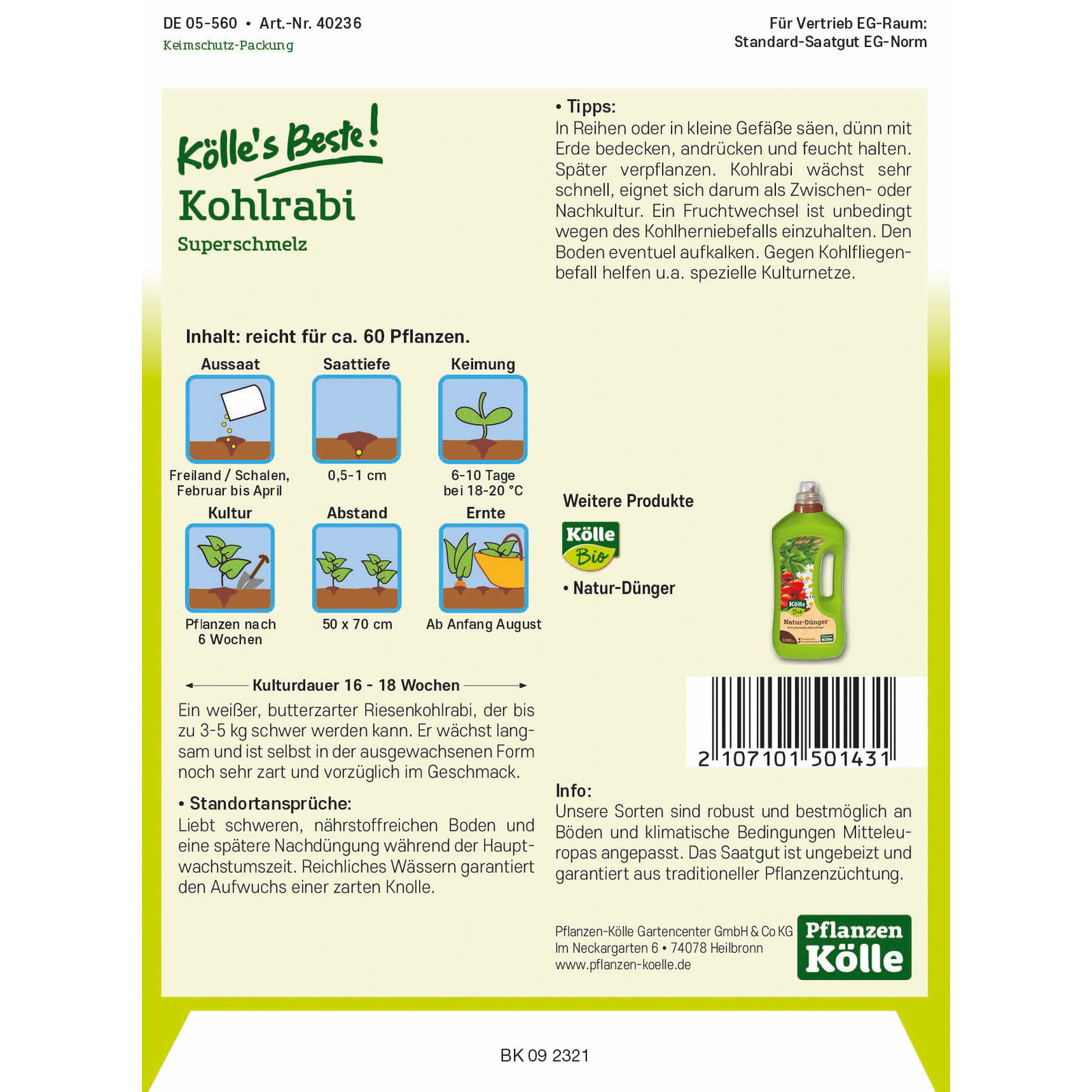 Kölle's Beste Gemüsesamen Kohlrabi Superschmelz