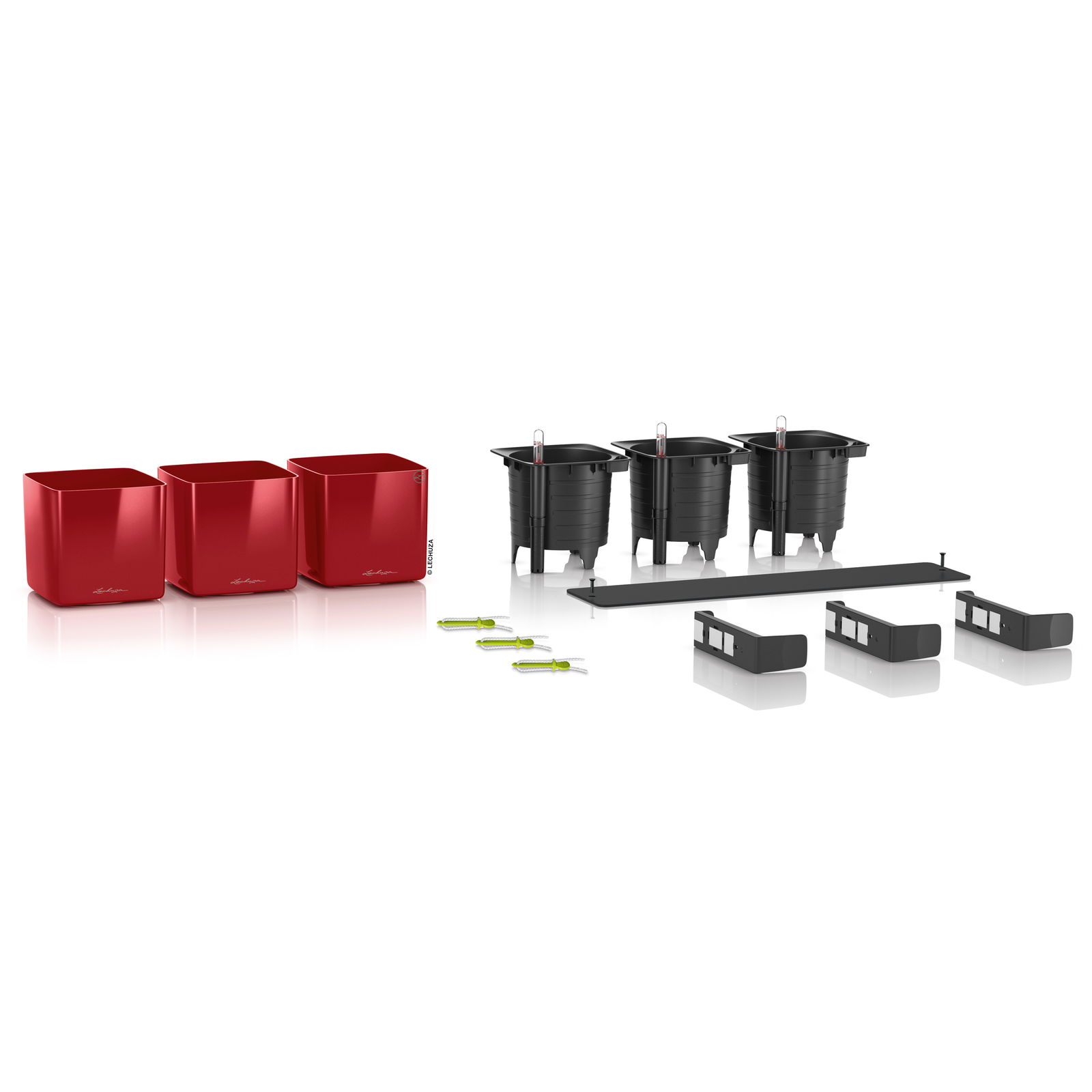 Lechuza® 'Green Wall Home Kit Glossy', scarlet-rot highgloss, 48 x 15 x H 14 cm