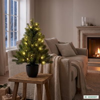 Künstlicher Weihnachtsbaum im Topf mit LED-Beleuchtung, Höhe ca. 60 cm