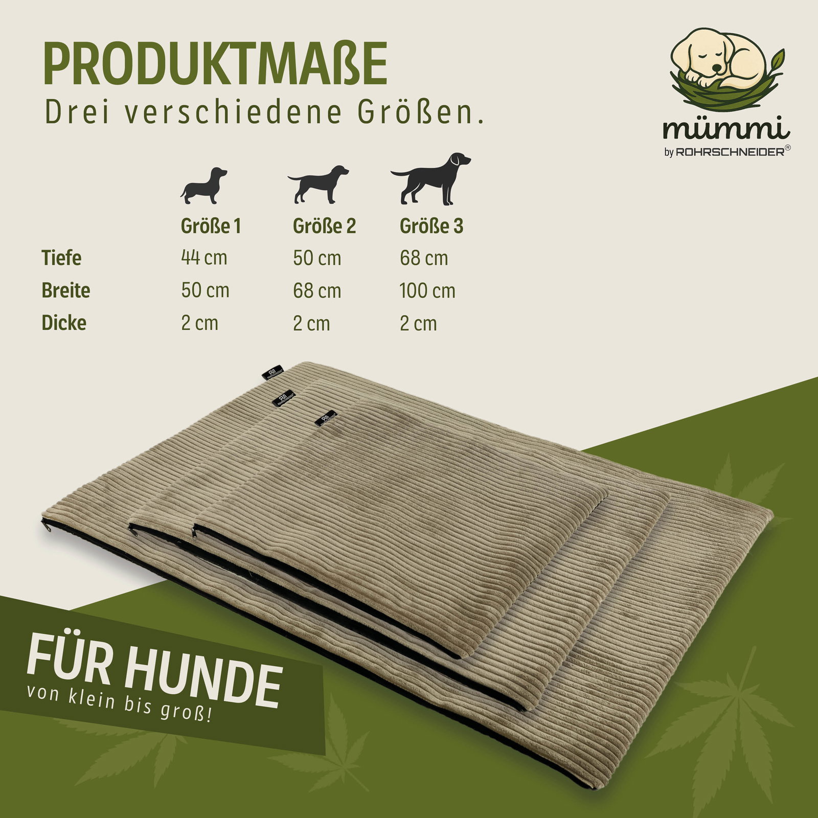 Mümmi by Rohrschneider Hundematte Cord, taupe, ca. 44 x 50 x 2 cm Mümmi by Rohrschneider Hundematte Cord, taupe, ca. 44 x 50 x 2 cm