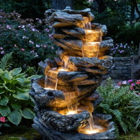 Gartenbrunnen mit Warmlicht, Echtholzoptik, 61 x 45 x 102 cm Gartenbrunnen mit Warmlicht, Echtholzoptik, 61 x 45 x 102 cm