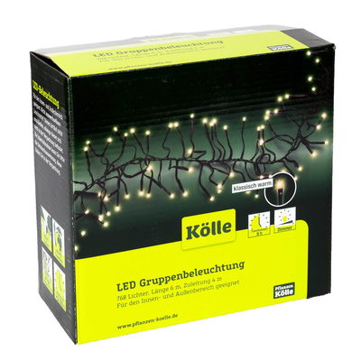 Kölle LED Gruppenbeleuchtung, klassisch warm, 768 LEDs, Länge ca. 7 m Kölle LED Gruppenbeleuchtung, klassisch warm, 768 LEDs, Länge ca. 7 m
