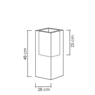 Scheurich Pflanzgefäß 'C-Cube High', Stony Grey, ca. 28 x 28 x H 48 cm