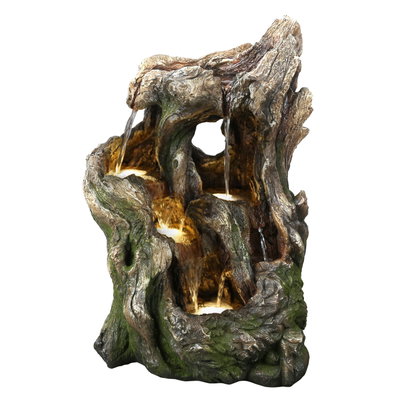 Polyresin Brunnen inkl. Pumpe, warmlicht, 38 x 34 x 54 cm