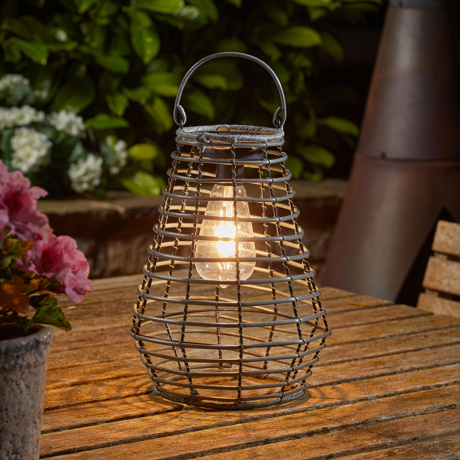 Solarlaterne 'Maris', grau, ca. Ø21 x H27 cm