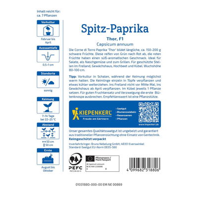 Spitzpaprika 'Thor', rot, ca. 7 Samen