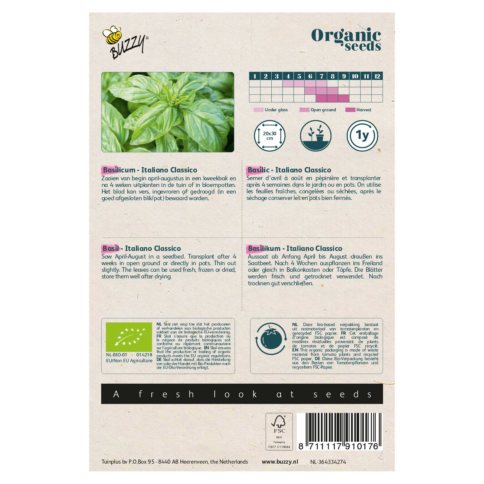 Bio Kräutersamen, Basilikum 'Italiano Classico', grün, 1 g
