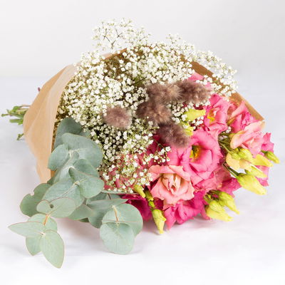 Bunter Schnittblumen-Mix aus Lisianthus, Gypso, Eukalyptus & Fluff Bunter Schnittblumen-Mix aus Lisianthus, Gypso, Eukalyptus & Fluff