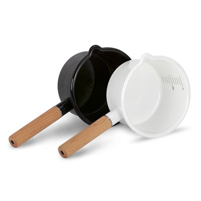 Stieltopf, schwarz, Edelstahl/Holz, ca. 1 Liter Stieltopf, schwarz, Edelstahl/Holz, ca. 1 Liter