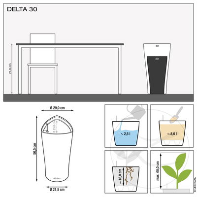 Lechuza 'Delta 30', scarlet-rot, ca. 29 x H 56,5 cm
