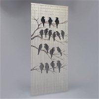Dekovorhang 'Birds', schwarz/weiß, Bambus, H200 x B90 cm