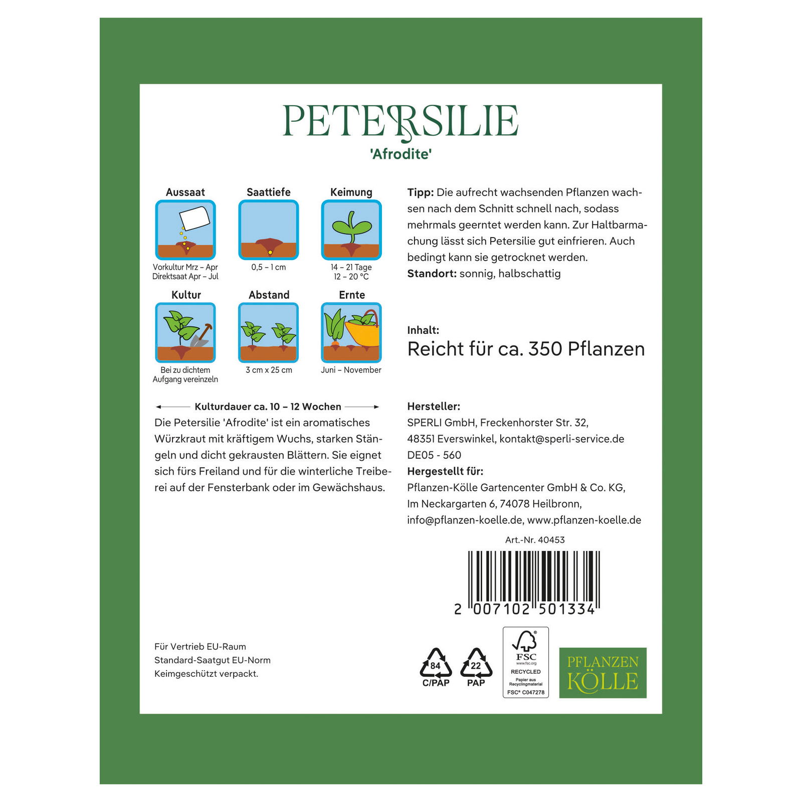 Kölles Beste Kräutersamen, Petersilie 'Afrodite'