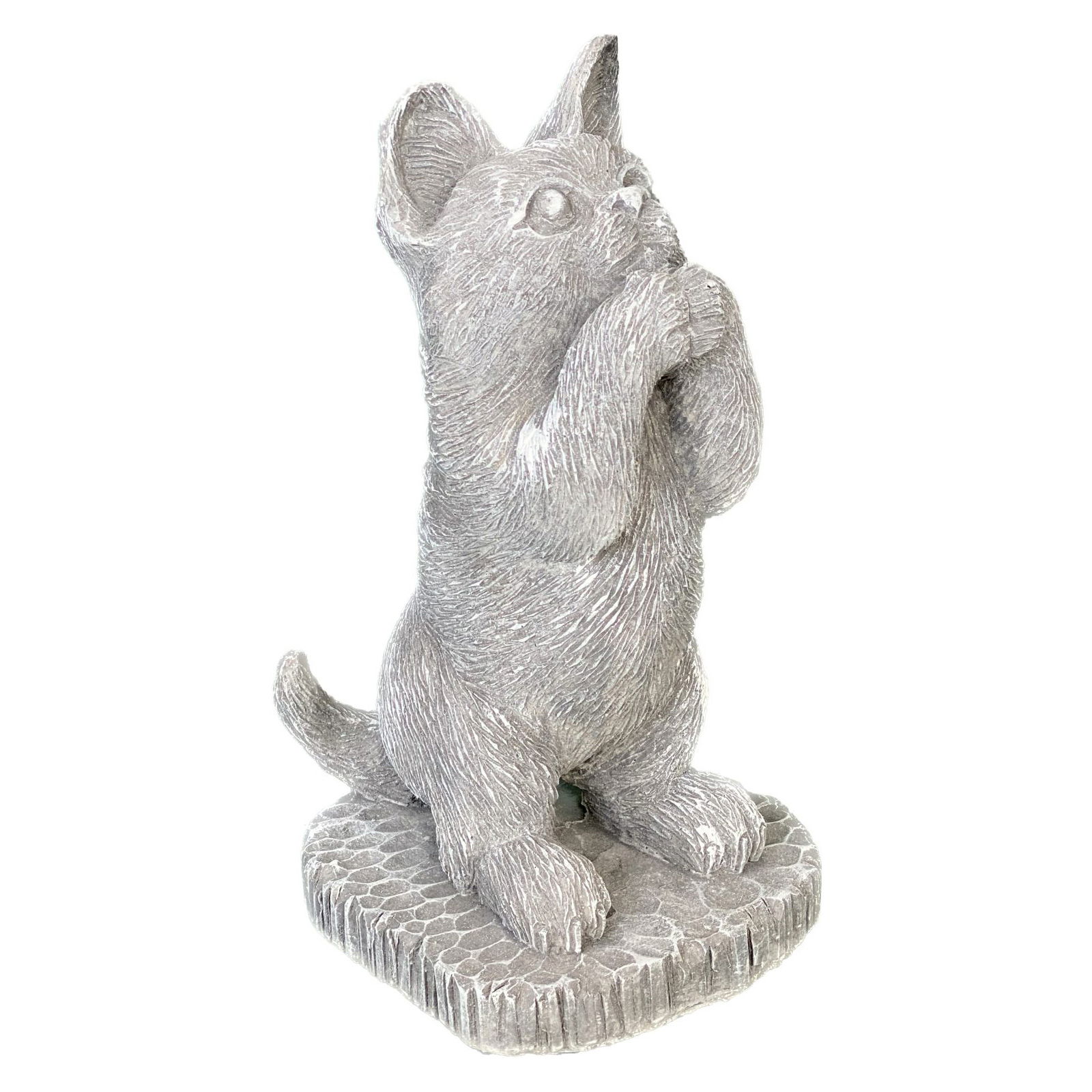 Stehende Katze auf Sockel, Steinguss, ca. 26 x 14 x 16 cm