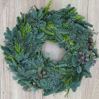 Adventskranz, Mix-Grün, rund gebunden, ca. 40 cm Ø Adventskranz, Mix-Grün, rund gebunden, ca. 40 cm Ø