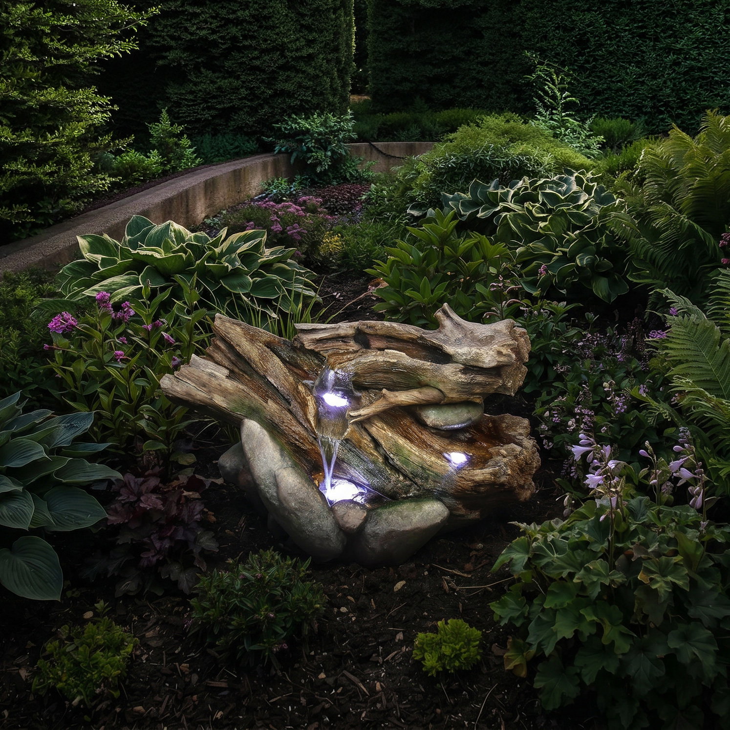 Brunnen aus Polyresin mit Pumpe, 3 LED und 10 m Kabel, ca. 96x45x58 cm