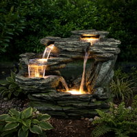 Brunnen mit Pumpe und Licht, grau, ca. 103 x 58 x 80 cm