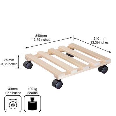 Pflanzenroller Paletti Buche, mit 4 Doppelrollen in schwarz, ca. 35x35 cm Pflanzenroller Paletti Buche, mit 4 Doppelrollen in schwarz, ca. 35x35 cm